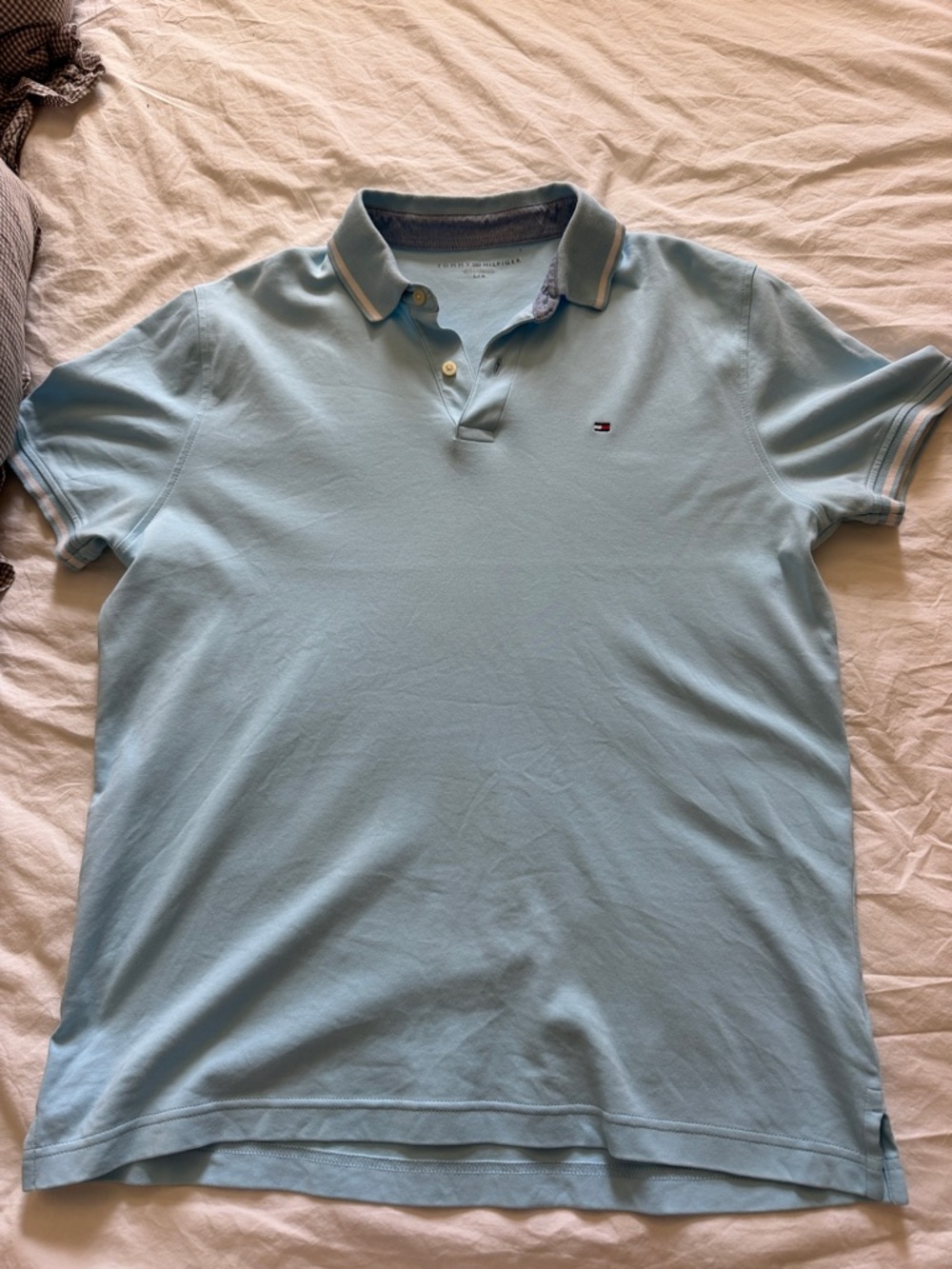 Tommy Hilfiger Sky Blue Polo with Contrast Collar